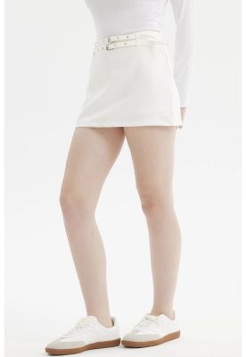 Imagen 2 del producto Falda Mujer Doble Cinturón Pinzas Crudo