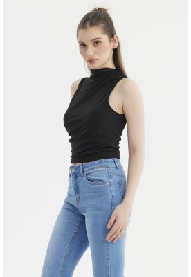 Imagen 2 del producto Polera Mujer Cuello Alto Negro