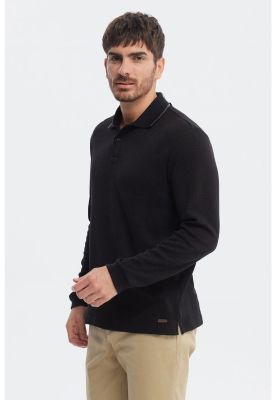 Imagen 2 del producto Polera Hombre Textura Con Botón Negro