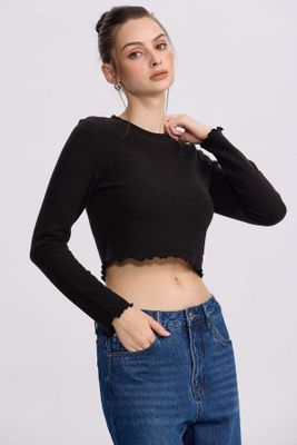 Sweater Mujer Crop Negro