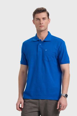 Polera Hombre Básica Piqué Azul