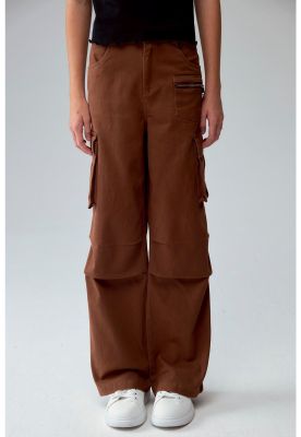 Imagen 1 del producto Pantalón Niña Calce Recto Cargo Café