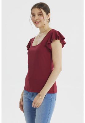 Imagen 2 del producto Polera Mujer Con Vuelo Escote Cuadrado Burdeo