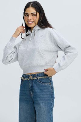 Imagen 2 del producto Polerón Mujer Crop Gris Melange