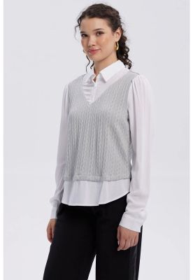 Imagen 2 del producto Sweater Mujer Aplicación Blusa Gris
