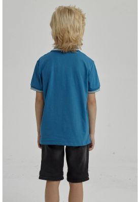 Imagen 2 del producto Polera Niño Piqué Con Parche Azul Petróleo