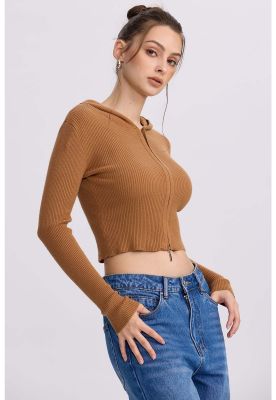 Imagen 2 del producto Sweater Mujer Zipper Camel