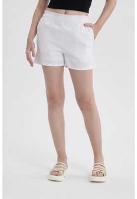 Short Mujer Lino Pretina Blanco