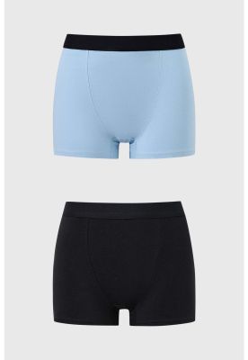 Calzón Mujer Bipack Short Tipo Bóxer Celeste