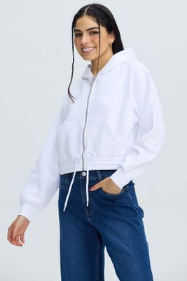 Imagen 2 del producto Polerón Mujer Zipper Crop Blanco