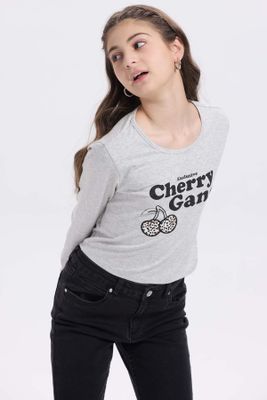 Imagen 2 del producto Polera Niña Print Posicional Gris Melange