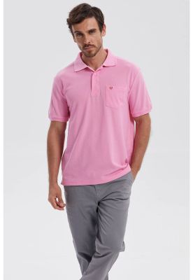 Polera Hombre Pique Básica Lisa Rosado l