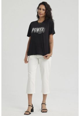 Polera Mujer Print Con Aplicación Negro II