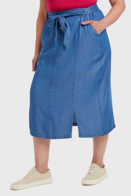 Imagen 2 del producto Falda Tencel Con Botones Azul