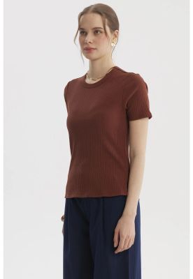 Imagen 2 del producto Polera Mujer Lisa Rib Café Oscuro