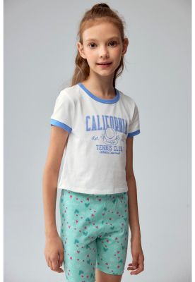 Imagen 2 del producto Polera Niña Con Rib A Contraste Celeste