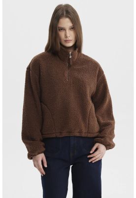 Imagen 1 del producto Polar Mujer Corderito Medio Cierre Café Oscuro