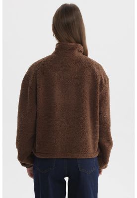 Imagen 2 del producto Polar Mujer Corderito Medio Cierre Café Oscuro