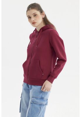 Imagen 2 del producto Polerón Mujer Abierto Hodie Vino Oscuro