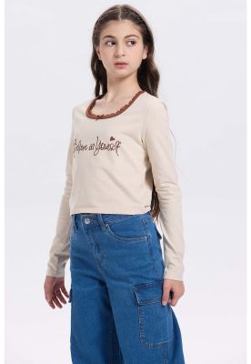 Imagen 2 del producto Polera Niña Con Aplicación Beige