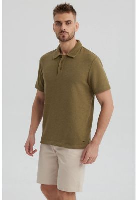Imagen 2 del producto Polera Hombre Slim Cuello Camisero Verde Militar