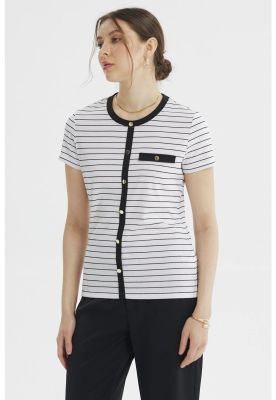 Imagen 2 del producto Polera Mujer Abotonado Falso Blanco / Negro