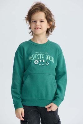 Imagen 1 del producto Polerón Niño Cerrado Con Relieve Verde