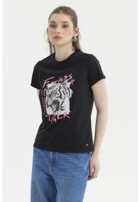 Imagen 2 del producto Polera Mujer Básica Negro / Fucsia