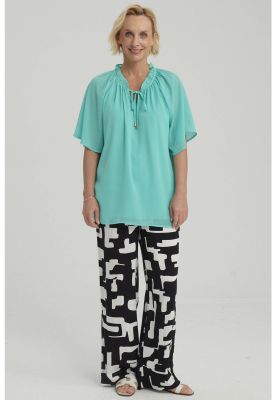 Blusa Mujer Con Cordón Turquesa