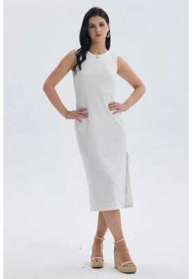 Vestido Mujer Largo Rib Crudo