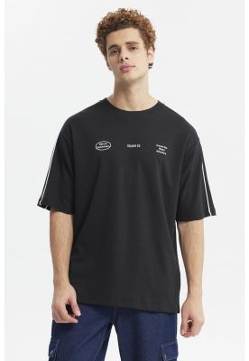 Imagen 1 del producto Polera Hombre Oversize Doble Línea Negro