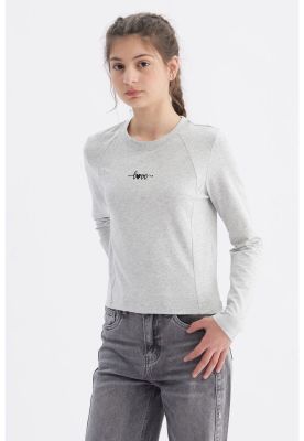 Imagen 2 del producto Polera Niña Costuras Gris Melange