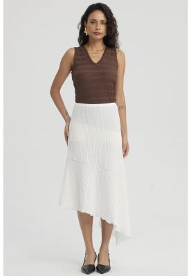 Falda Mujer Larga Textura Basta Diagonal Crudo