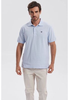 Polera Hombre Piqué Básica Lisa Celeste - lV