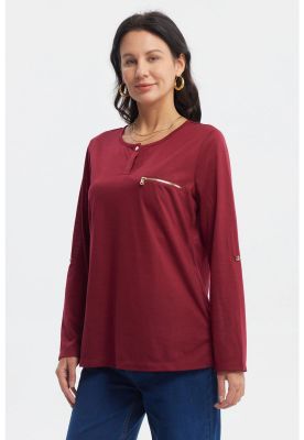 Imagen 2 del producto Polera Mujer Aplicación Cierre Rojo