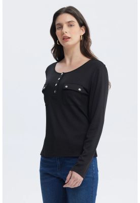 Imagen 2 del producto Polera Mujer Aplicación Botones Negro - lV