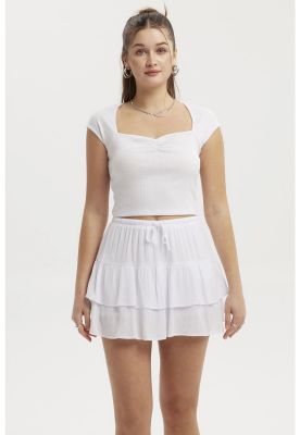 Imagen 1 del producto Polera Mujer Escote Corazón Rib Blanco