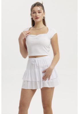 Imagen 2 del producto Polera Mujer Escote Corazón Rib Blanco