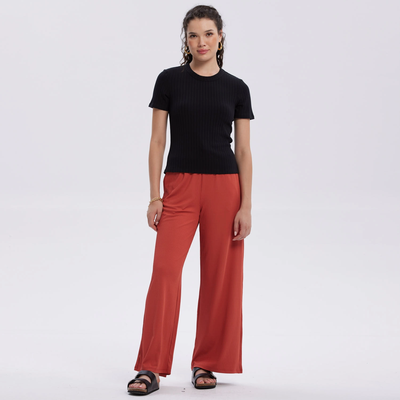 Polera Mujer Rib Crop Lisa Negro