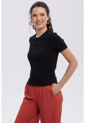 Imagen 2 del producto Polera Mujer Rib Crop Lisa Negro