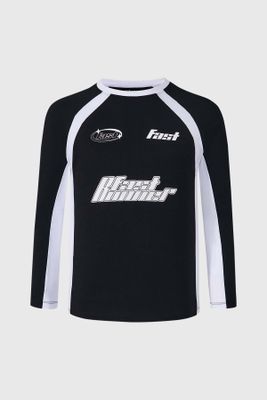 Polera Niño Racing A Contraste Negro