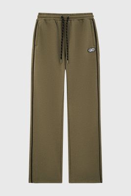 Pantalón Buzo Niño Calce Recto Con Pipping Verde Militar