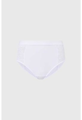 Calzón Mujer Tiro Alto Detalle Encaje Blanco