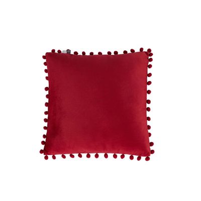Cojín Home Pom Pom Cuadrado Rojo Oscuro Fashion's Park
