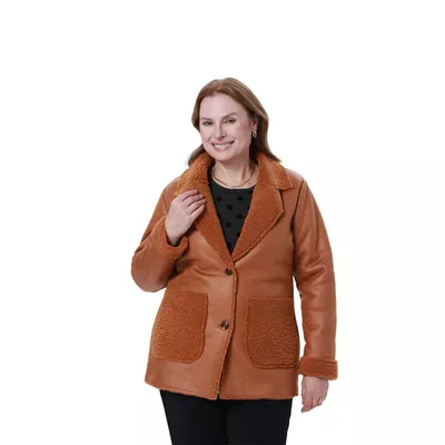 Chaqueta Mujer Pu Camel