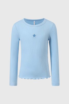 Polera Niña Rib Cut Celeste