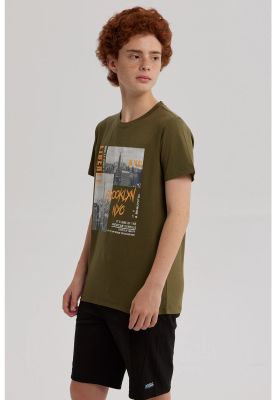Imagen 2 del producto Polera Niño Básica Estampada Verde Militar