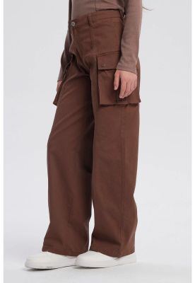 Imagen 2 del producto Pantalón Niña Wide Leg Café