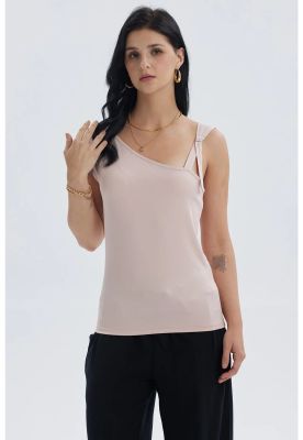 Polera Mujer Escote Asimétrico Palo Rosa