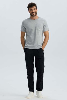 Polera Hombre Básica Con Bolsillo Gris Melange